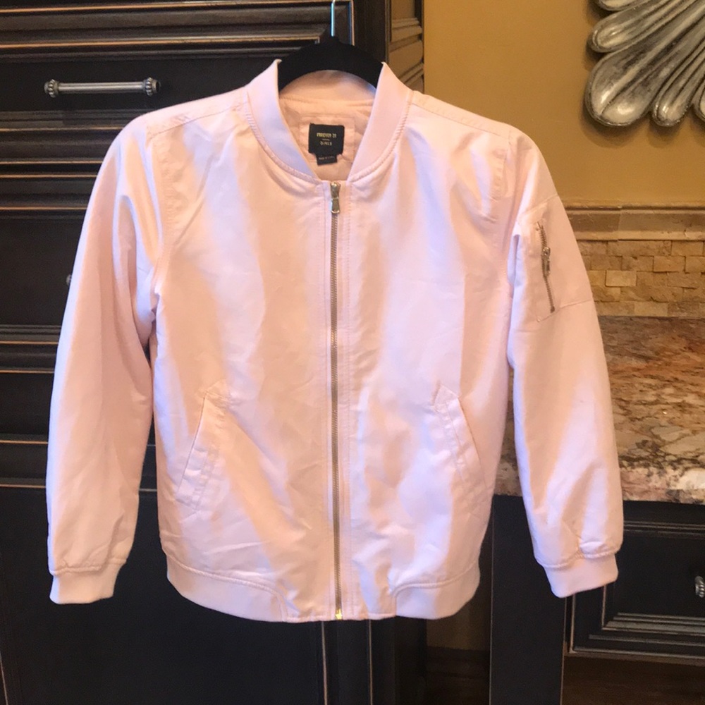 Forever 21 kids girls pink biker jacket 13/14